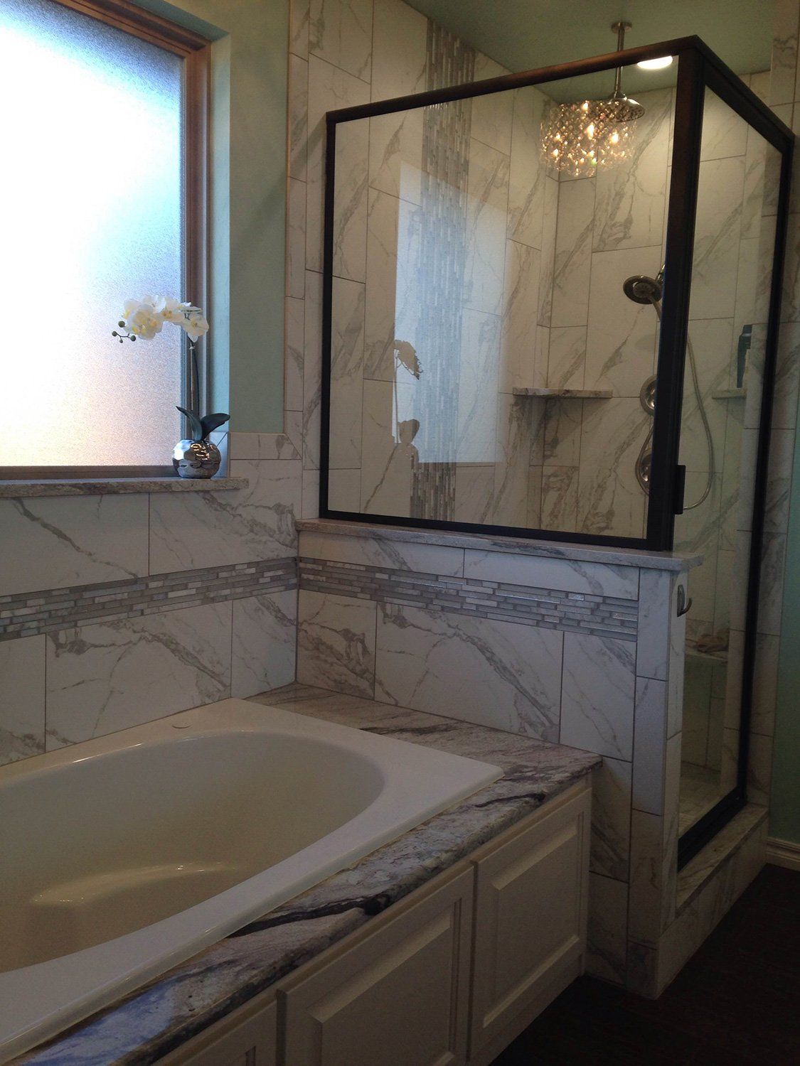 bathroom with ceramic tiles as floors and walls