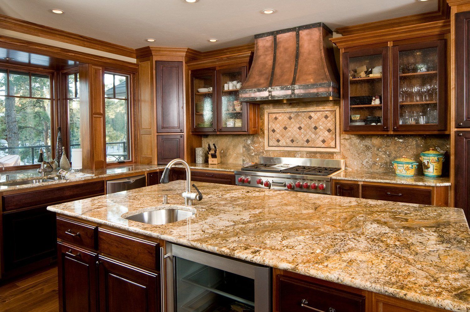 modern kitchen with granite countertops