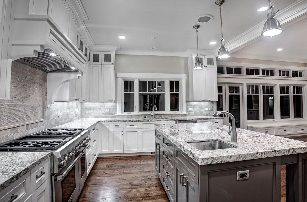 modern kitchen with granite countertops