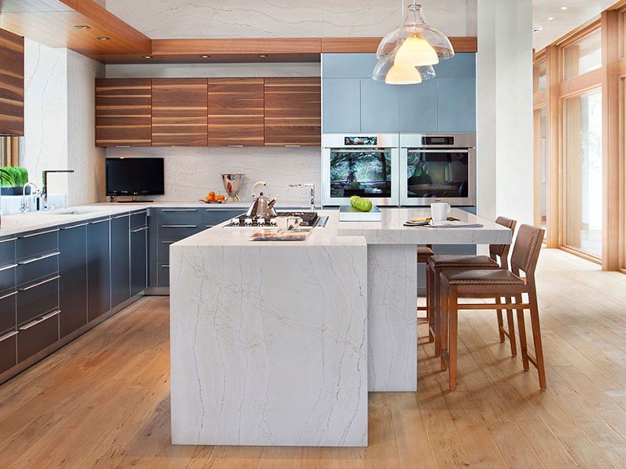 modern kitchen with quartz countertop