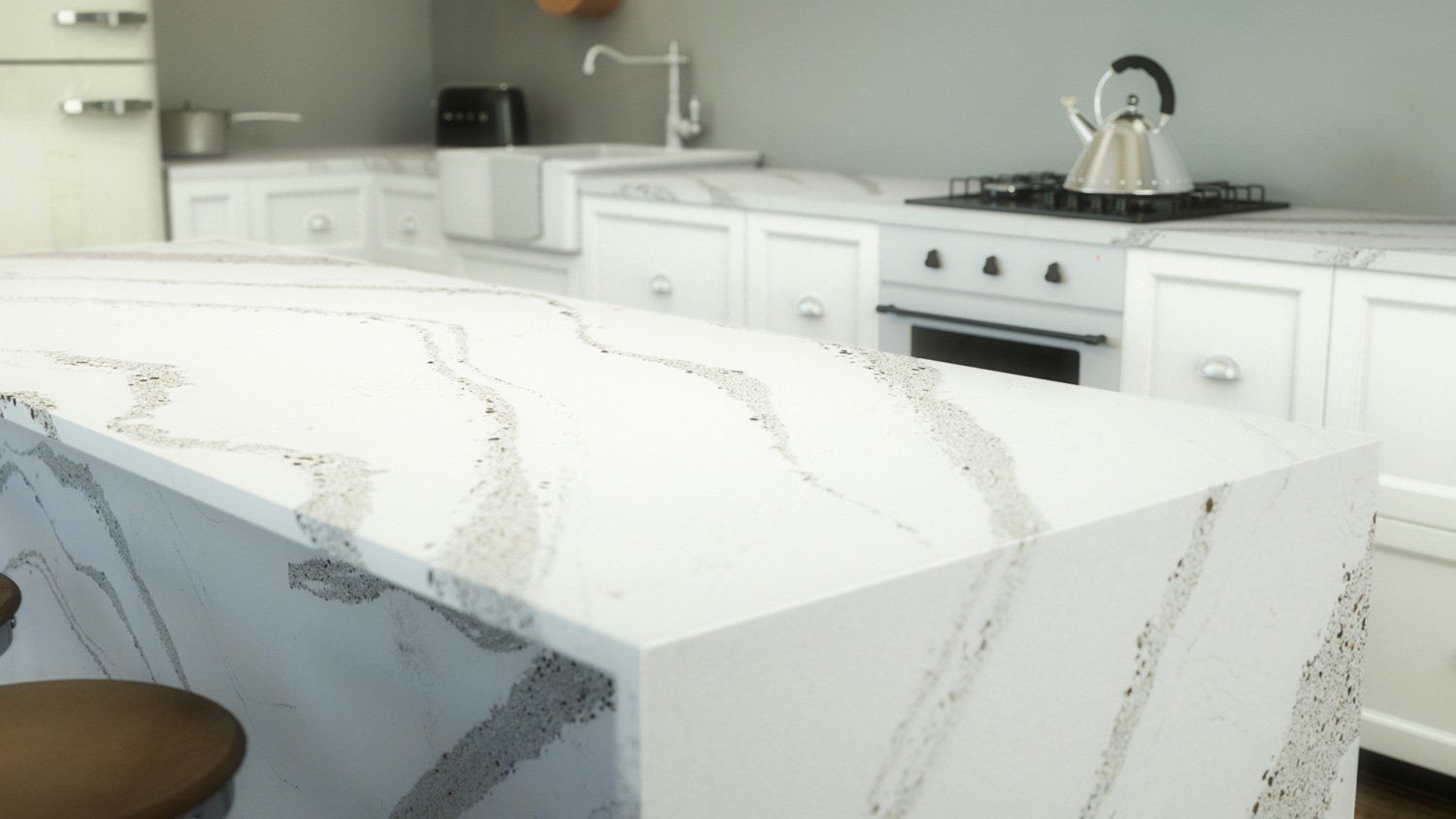 modern kitchen with quartz countertop