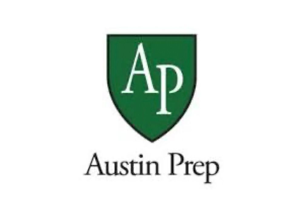 Austin Prep school logo: green shield with