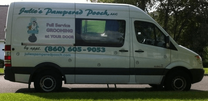Julie's Pampered Pooch Mobile Grooming mobile van