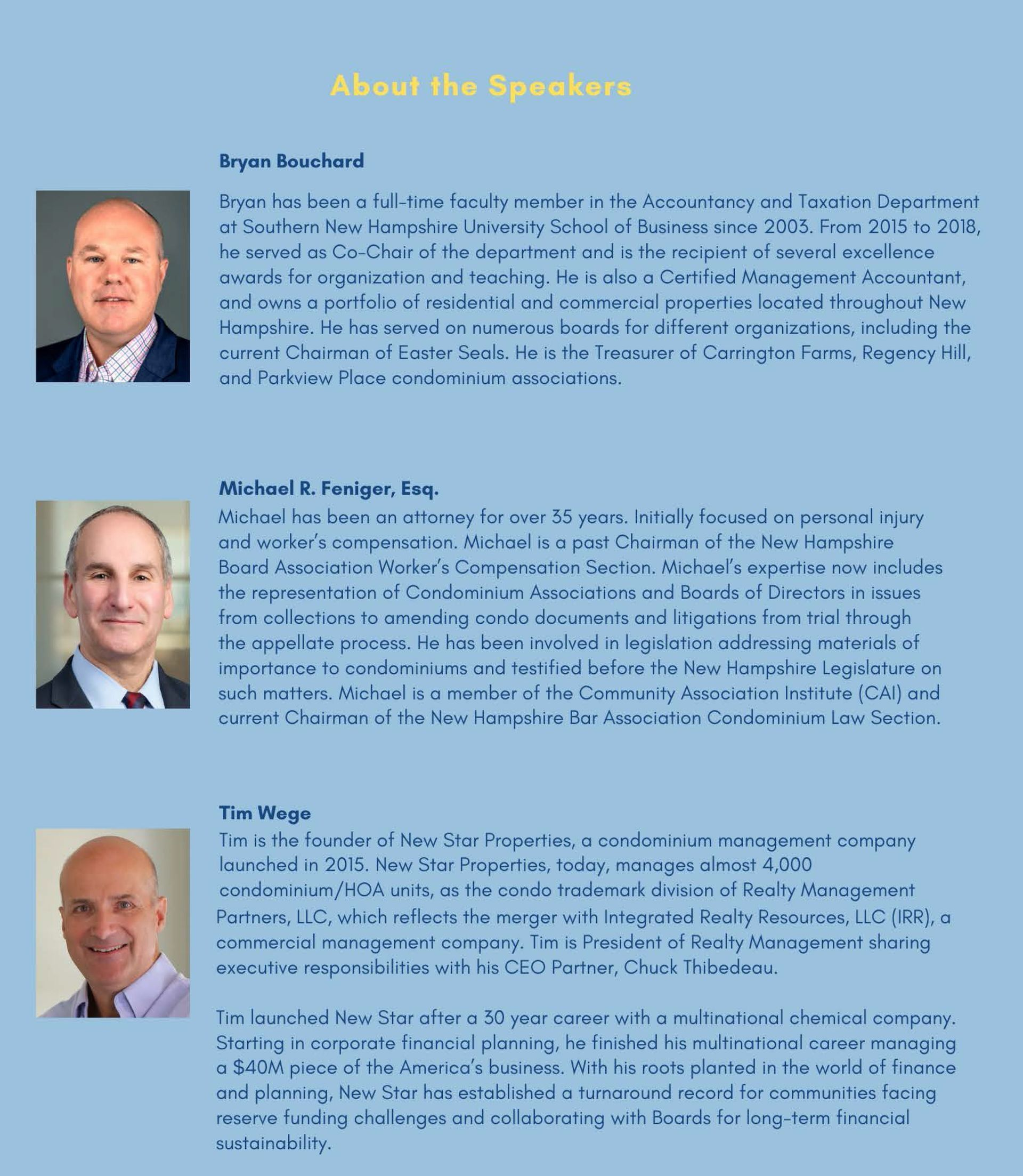 Panel of speakers' headshots and bios.