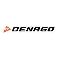 The Denago logo features an orange triangle icon containing a stylized 'D' next to the brand name in bold black text.