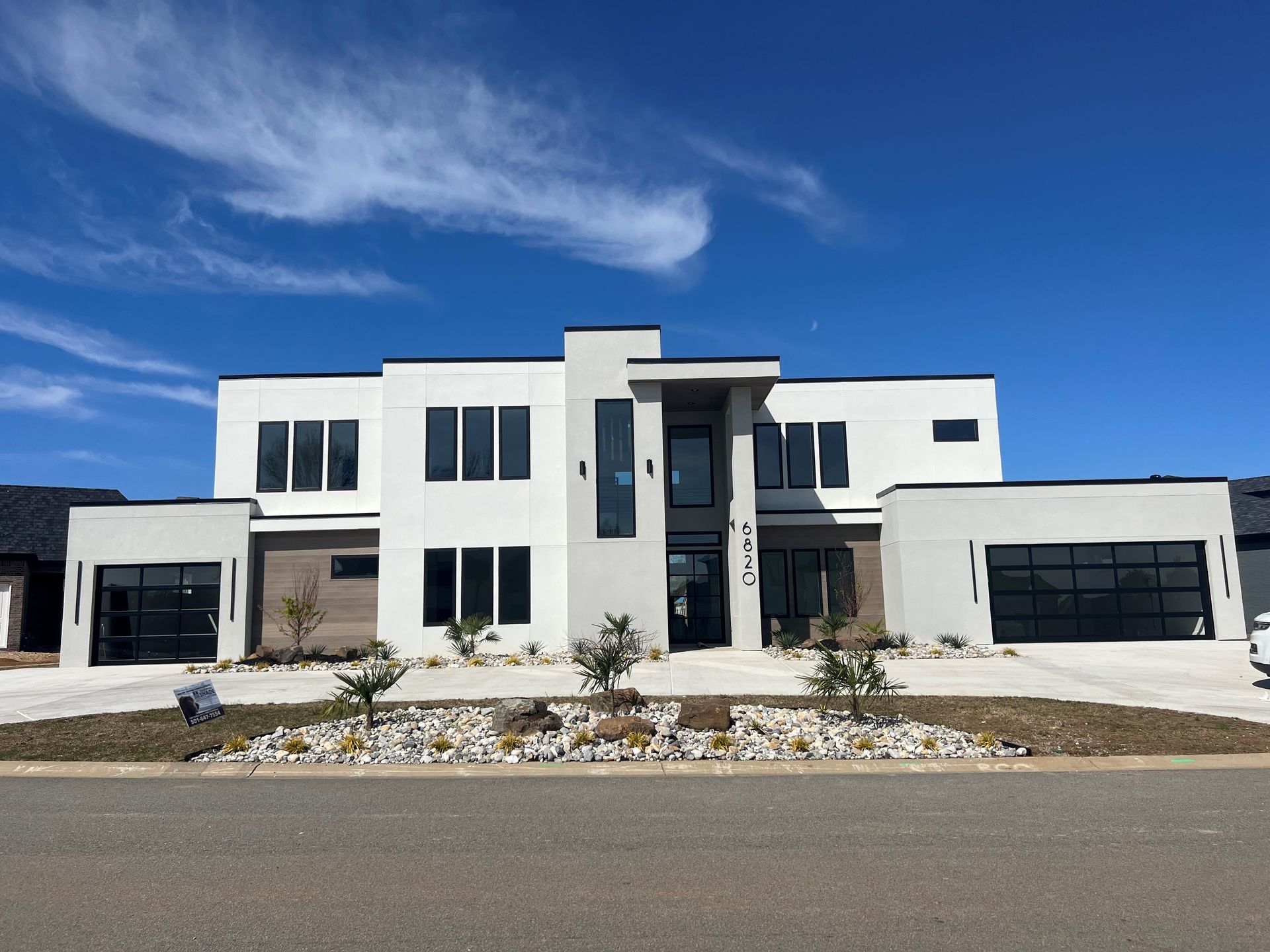 Big house with modern windows and door