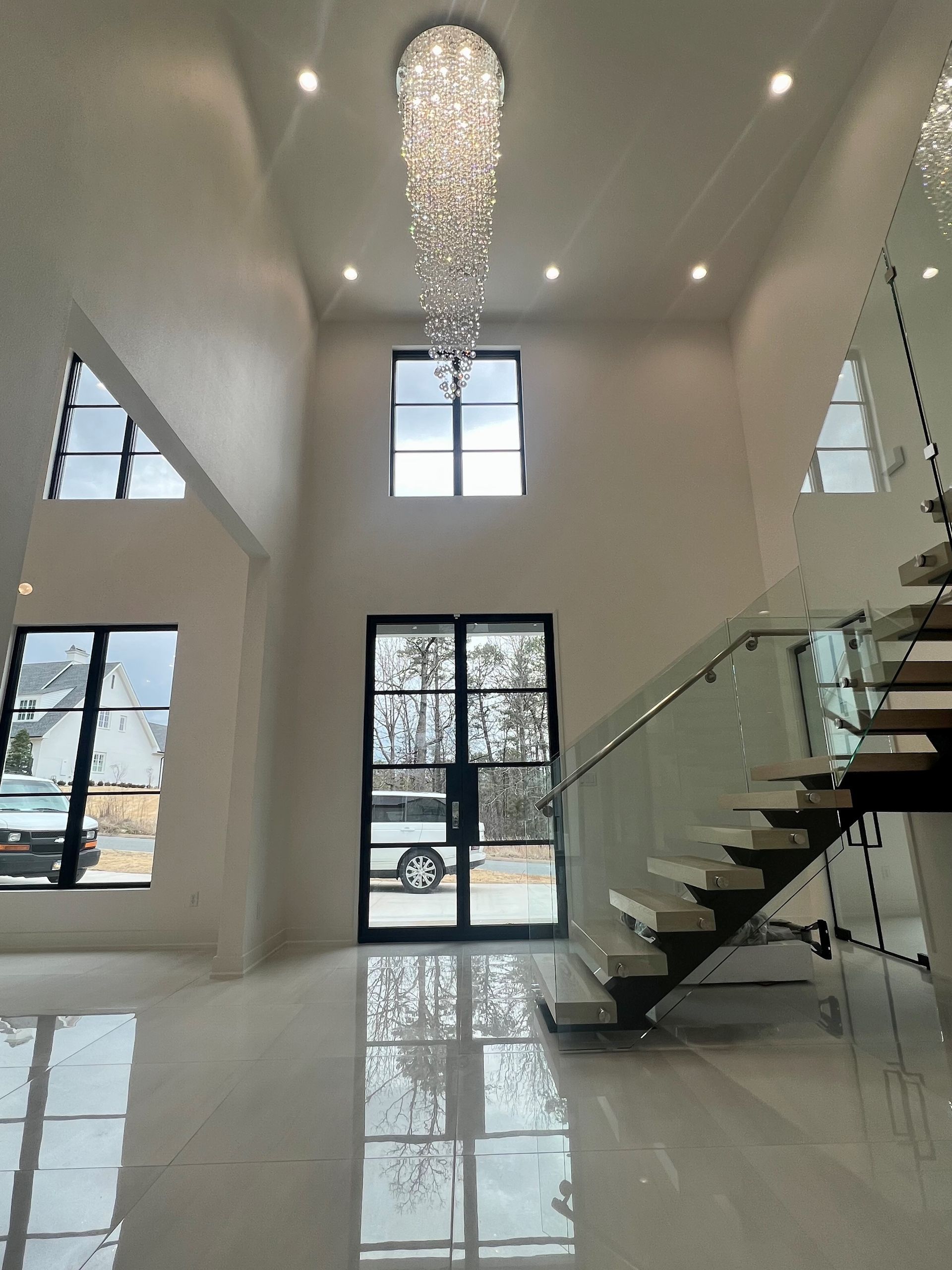 Home interior with modern windows