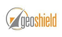Geoshield logo with gray and orange text and a circular swoosh icon