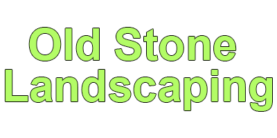 Green &ldquo;Old Stone Landscaping&rdquo; text logo on a white background