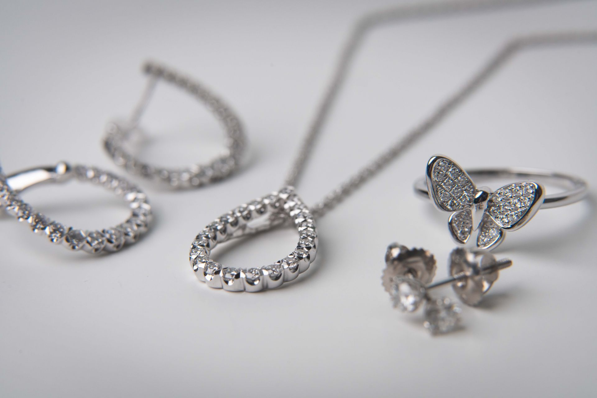 Collection of white gold & diamond jewelry