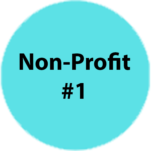 A blue circle with the words `` non-profit # 1 '' written on it.