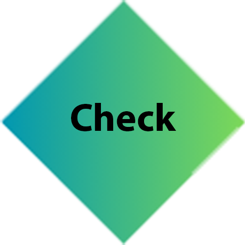 A green diamond with the word check on it