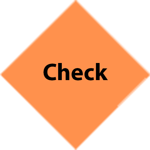 An orange diamond with the word check on it