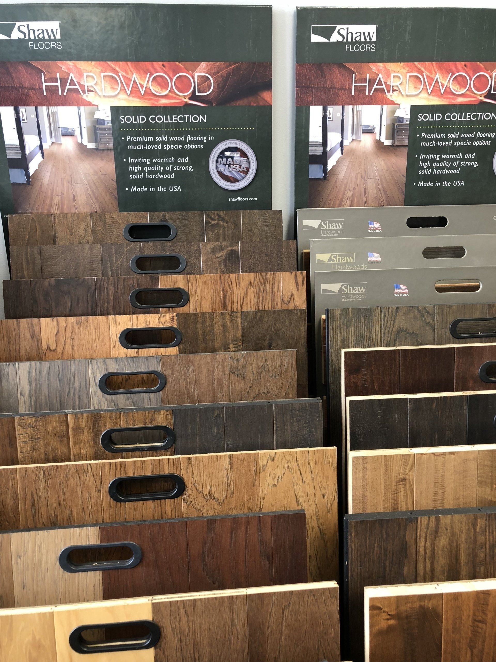 A display of hardwood flooring in a store