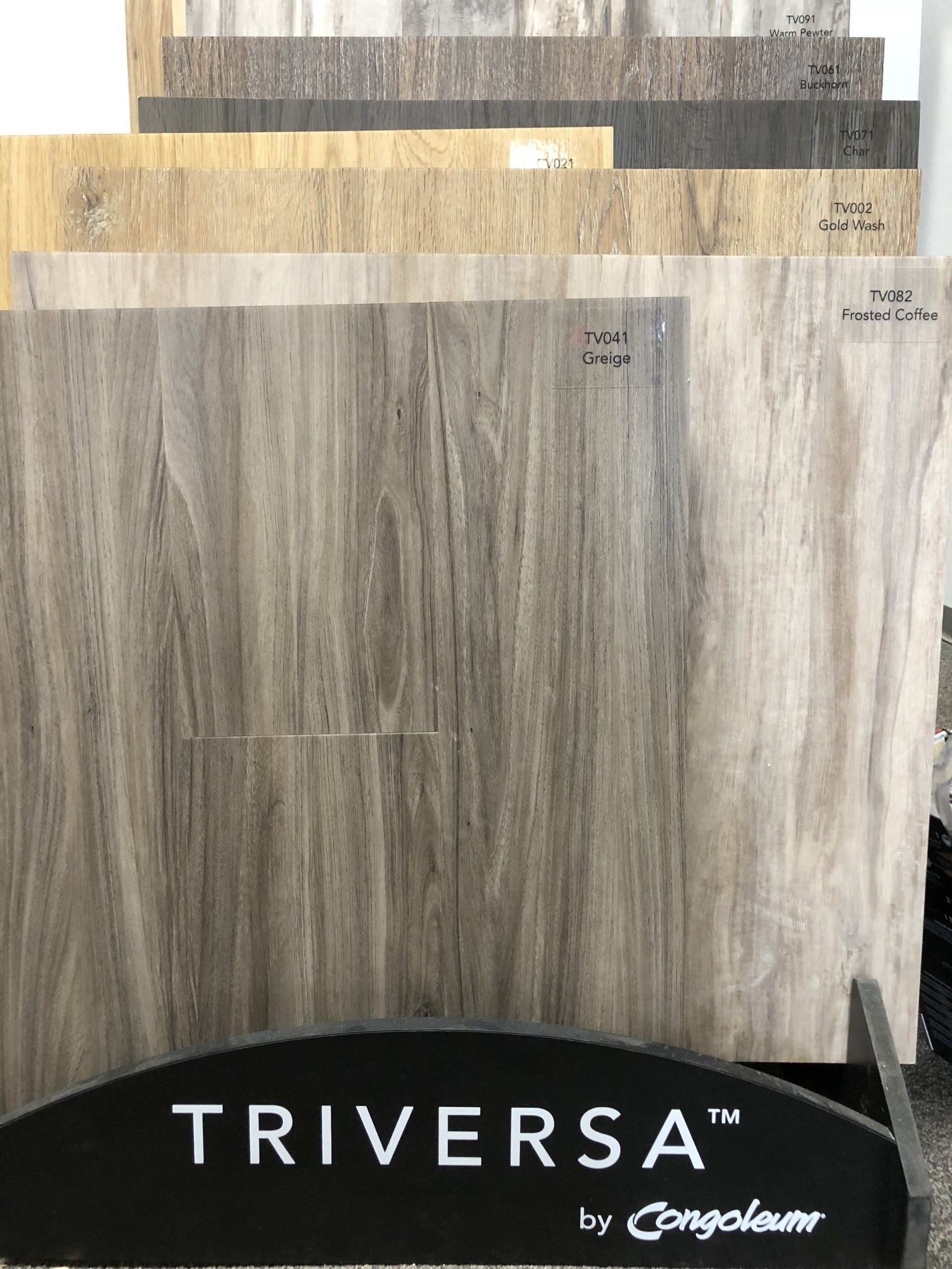 A display of triversa by conglomerate floor tiles