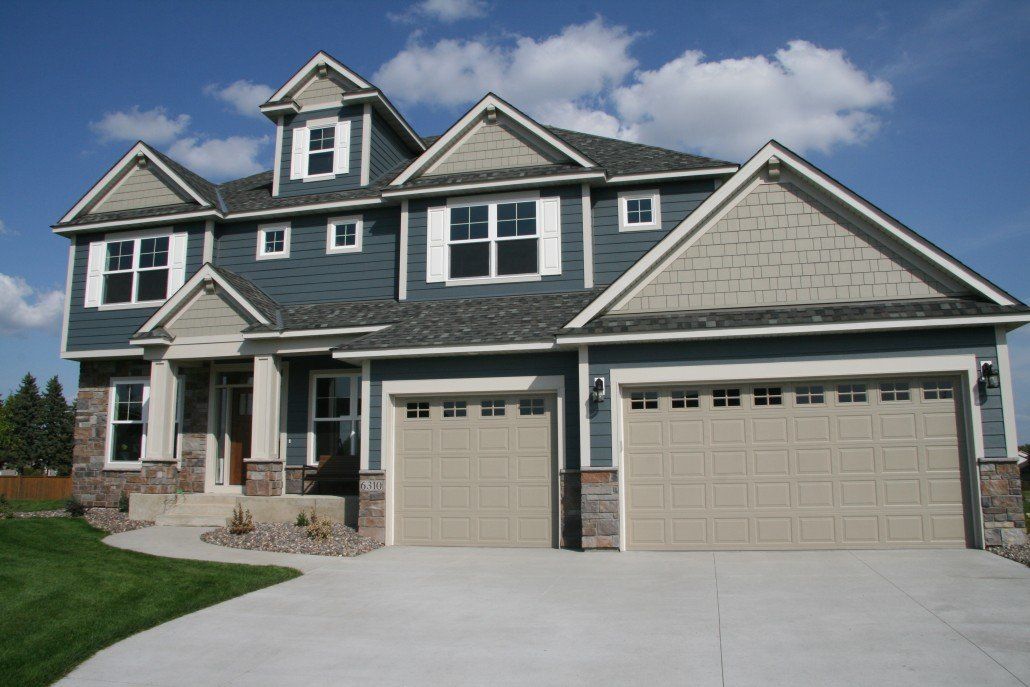Residential garage door on new home