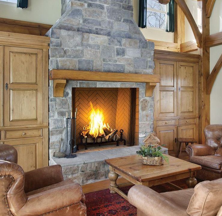 wood fireplace