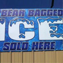 Banner for bagged ice