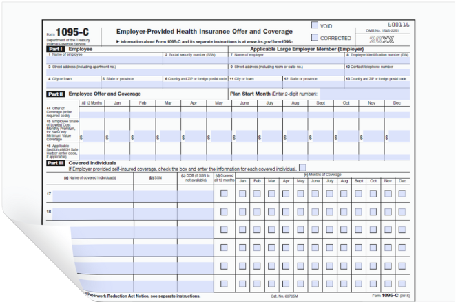 A piece of paper that says 1095-C on it