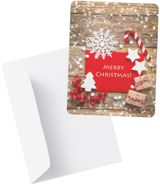 A Christmas card that says Merry Christmas on it