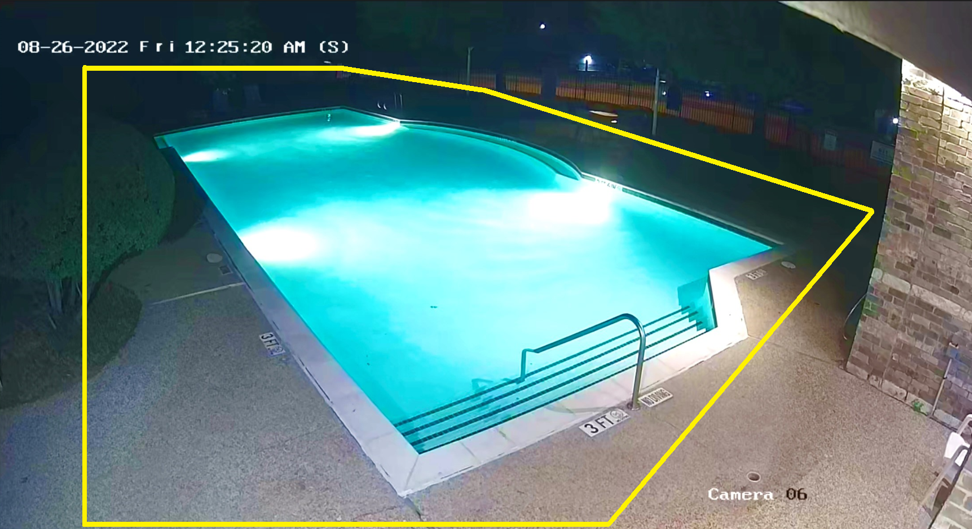 Nighttime view of a swimming pool