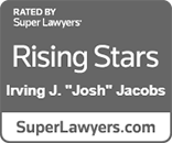 Super Lawyers “Rising Stars” badge for Irving J. “Josh” Jacobs, with SuperLawyers.com logo