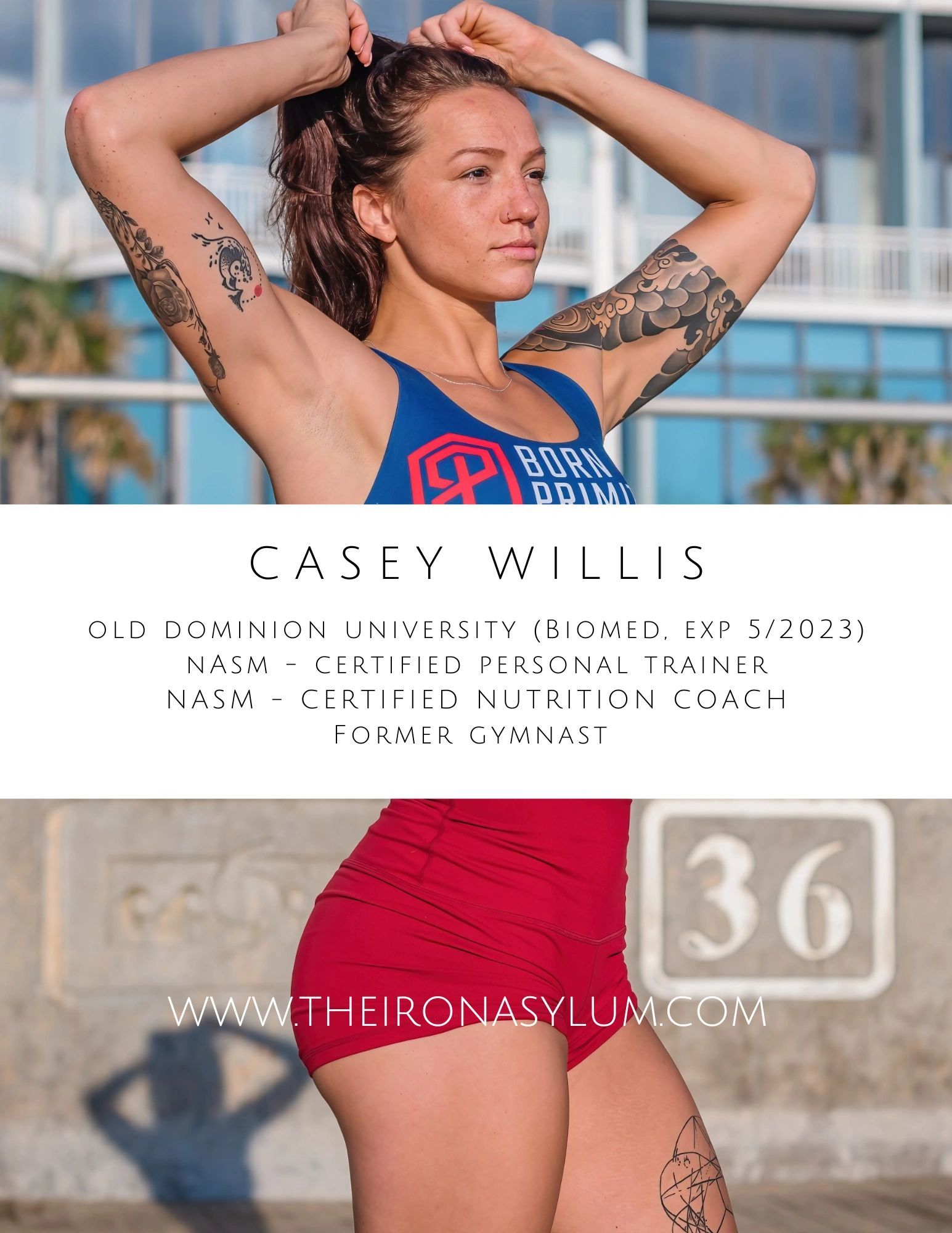 Casey willis is a certified personal trainer and a former gymnast