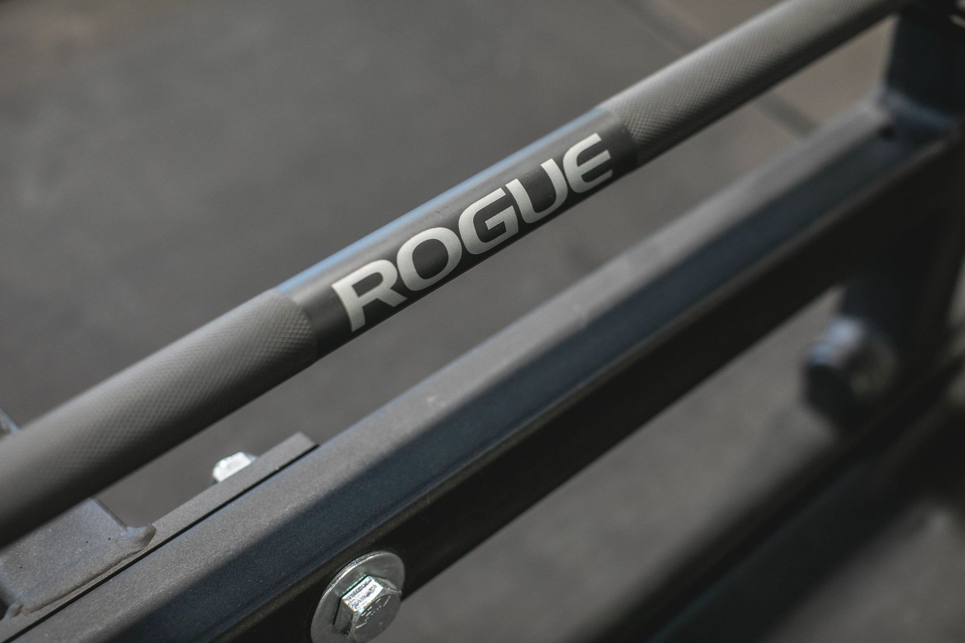 A close up of a rogue exercise machine in a gym.