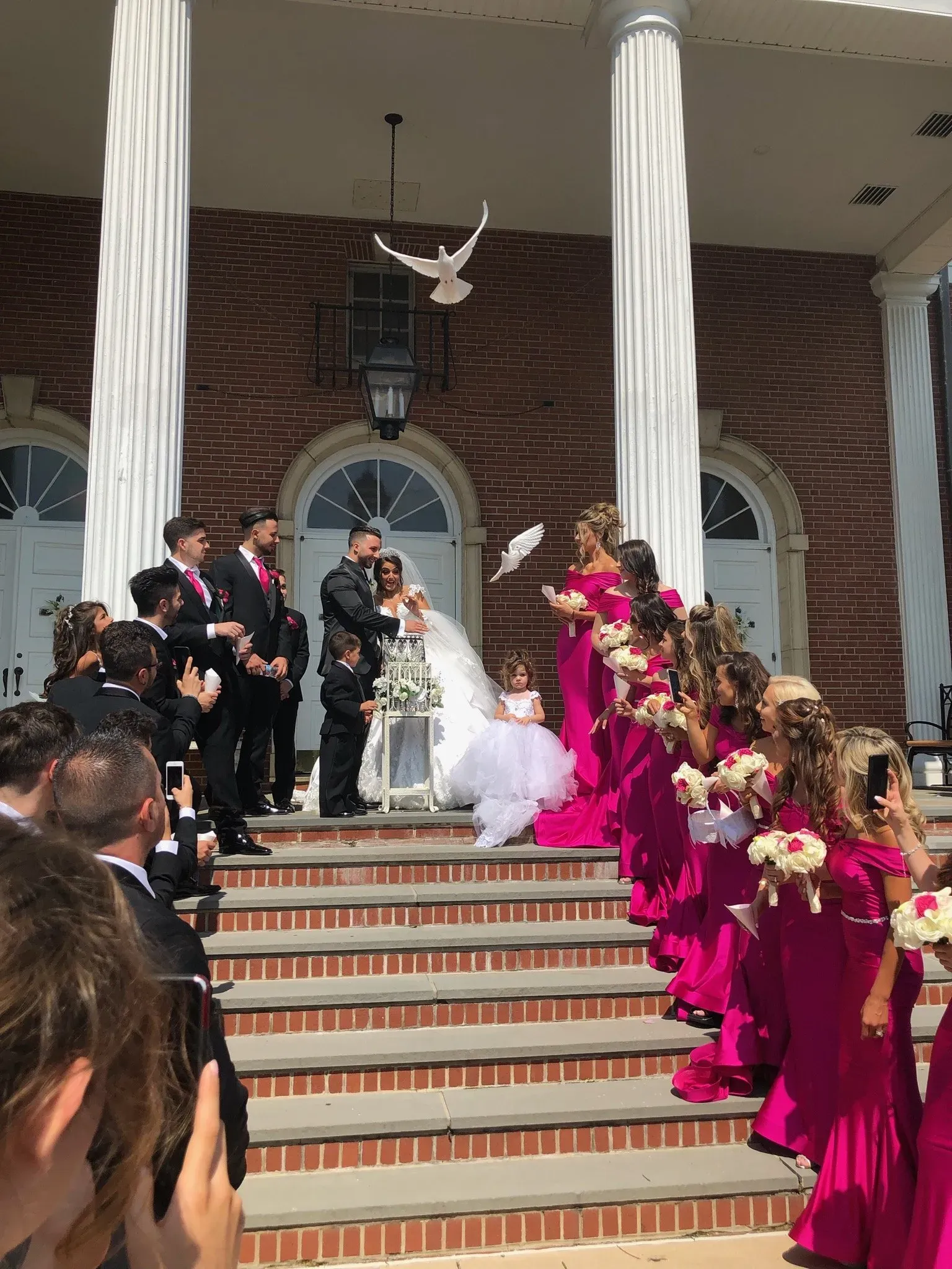 dove release on wedding photo