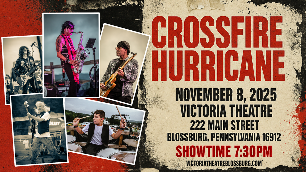 Concert poster for Crossfire Hurricane Live at Victoria Theatre, Blossburg, PA Showtime 7:30 PM