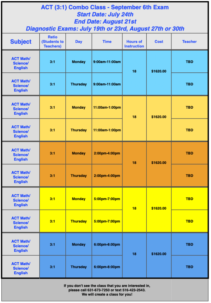 3:1 ACT CLASSES