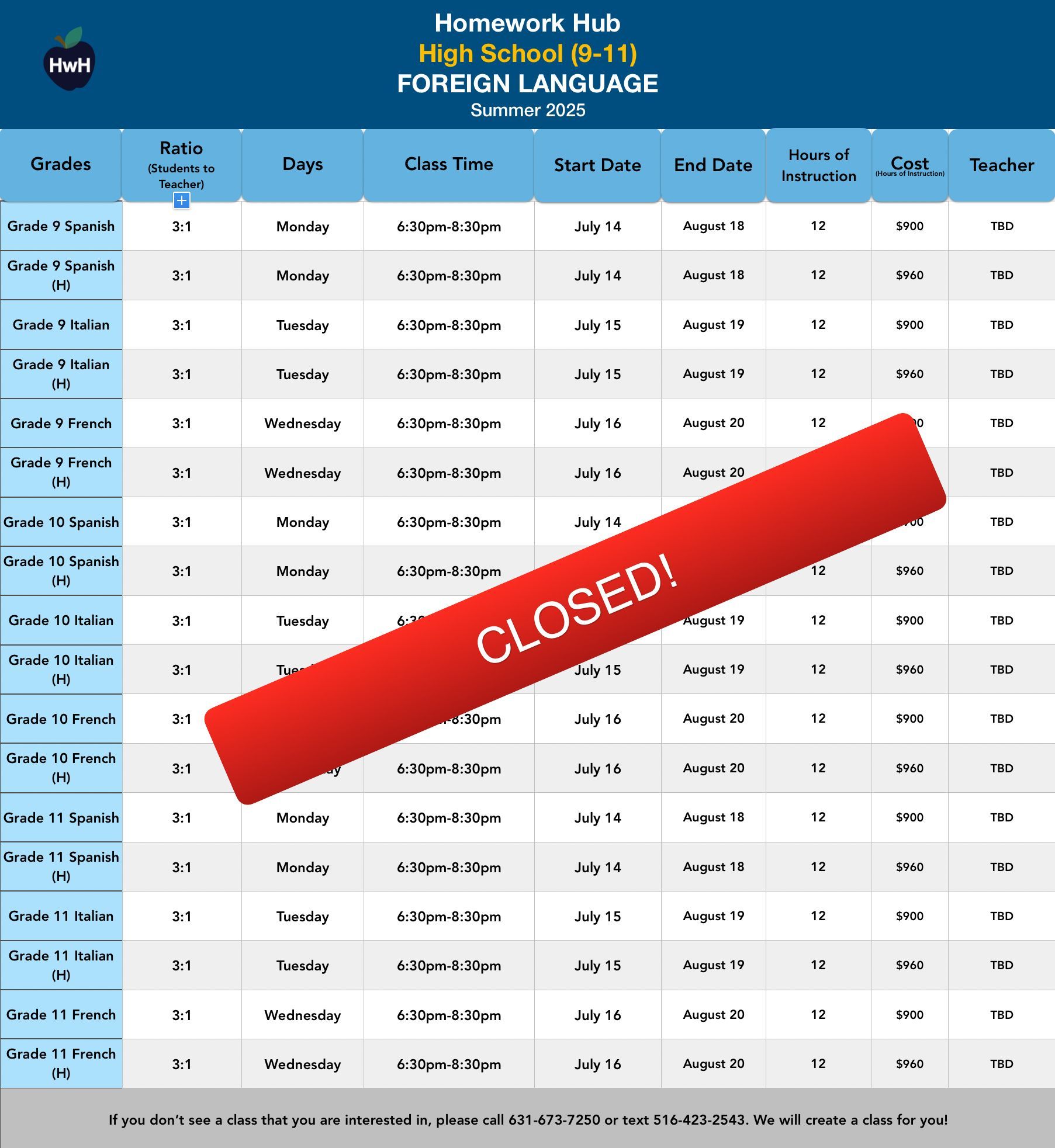 FOREIGN LANGUAGE (grades 9-11) 