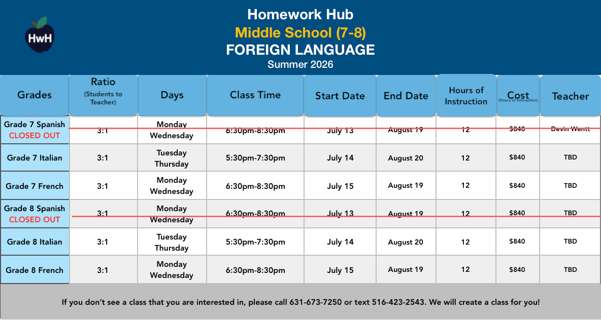 FOREIGN LANGUAGE (grades 7-8) 