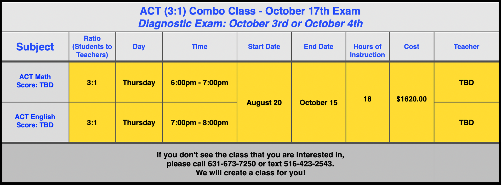 3:1 ACT CLASSES