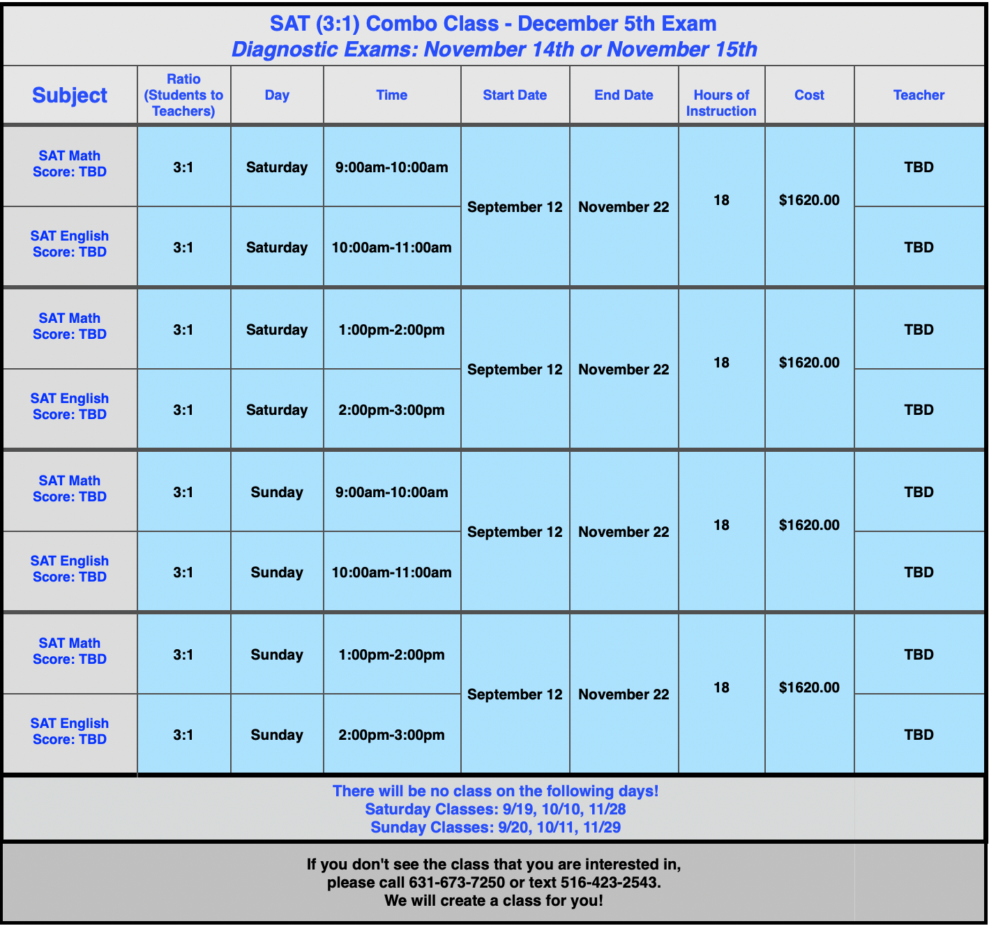 3:1 SAT CLASSES (MAY 2 EXAM)