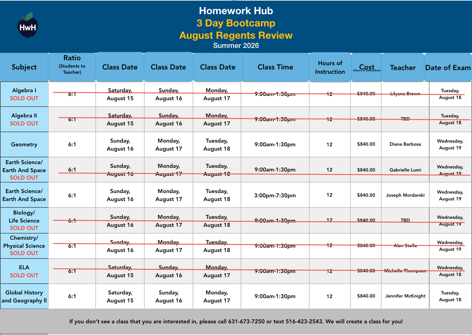 {12:1} 2 Day Regents Review Classes