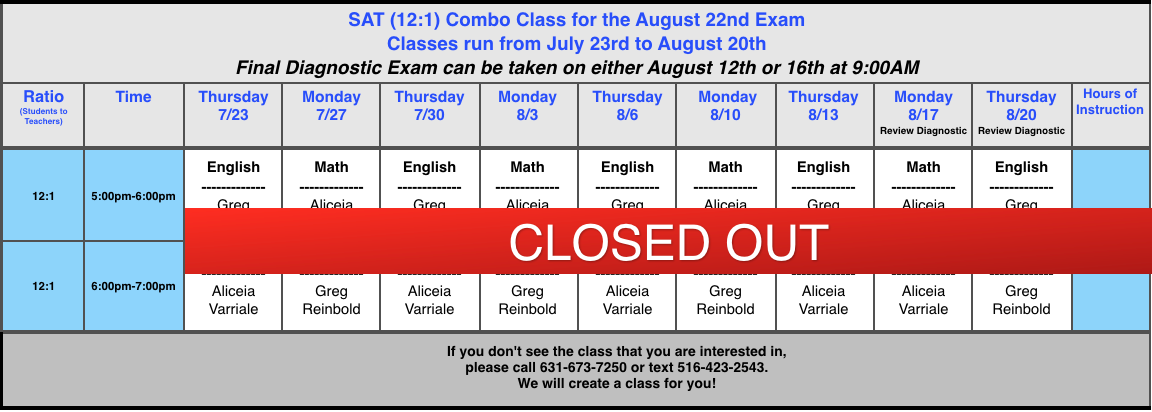 12:1 SAT CLASSES (MAY 2 EXAM)