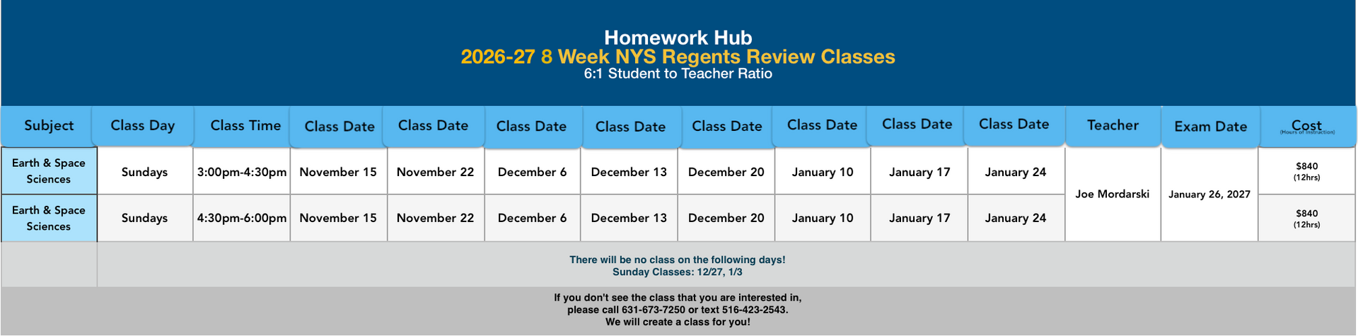 {12:1} Regents Review Classes