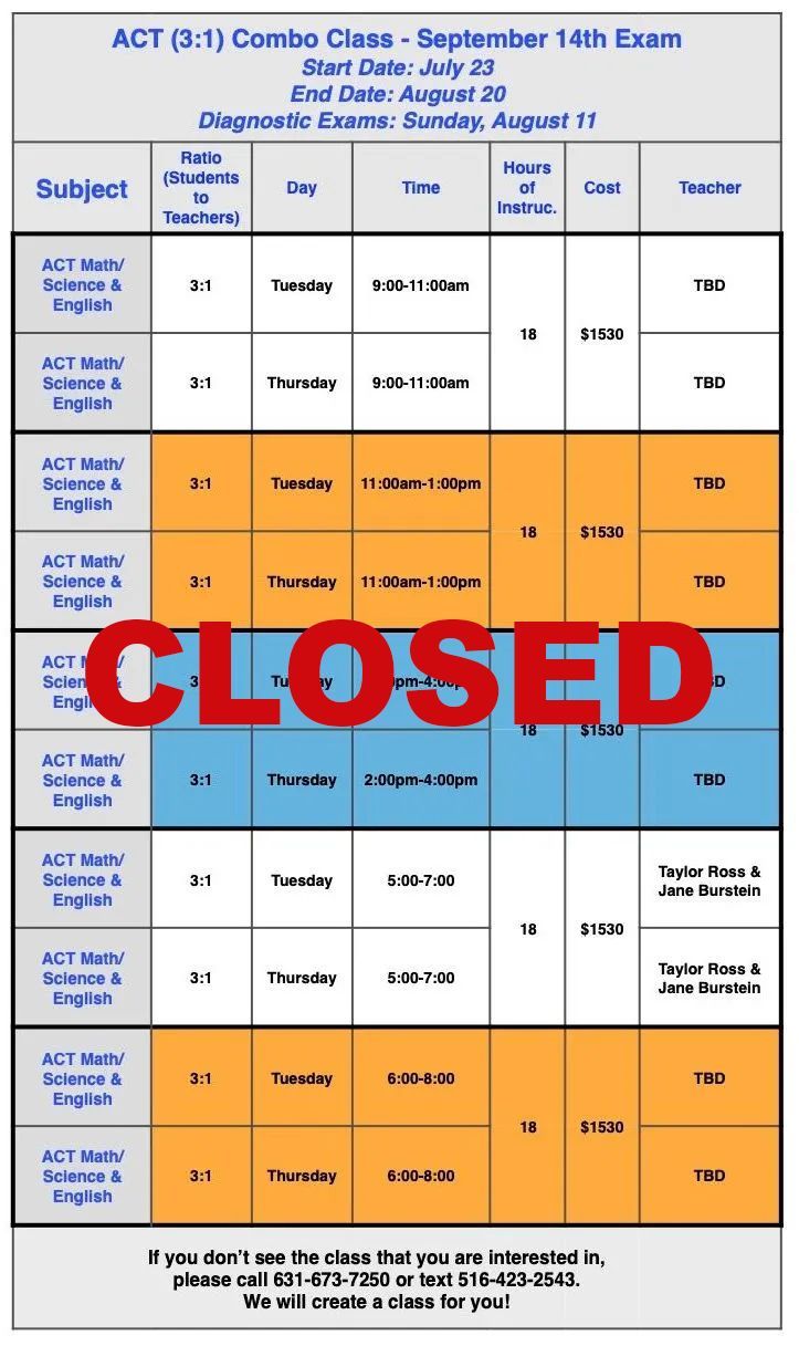 3:1 ACT CLASSES