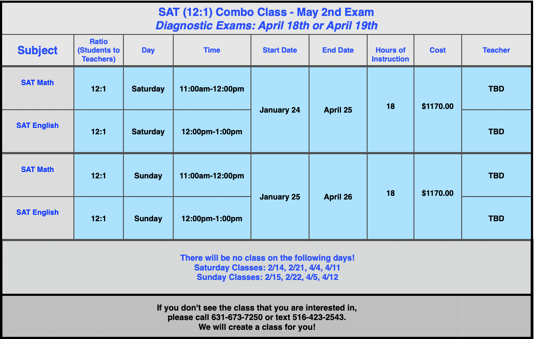 12:1 SAT CLASSES (MAY 2 EXAM)
