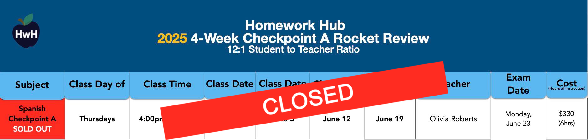 8th Grade 4-Week {12:1} Review Classes (Checkpoint A)