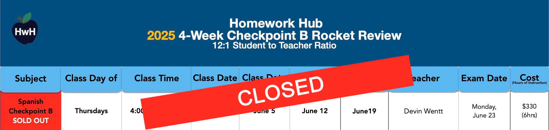 10th Grade 4-Week {12:1} Review Classes (Checkpoint B)