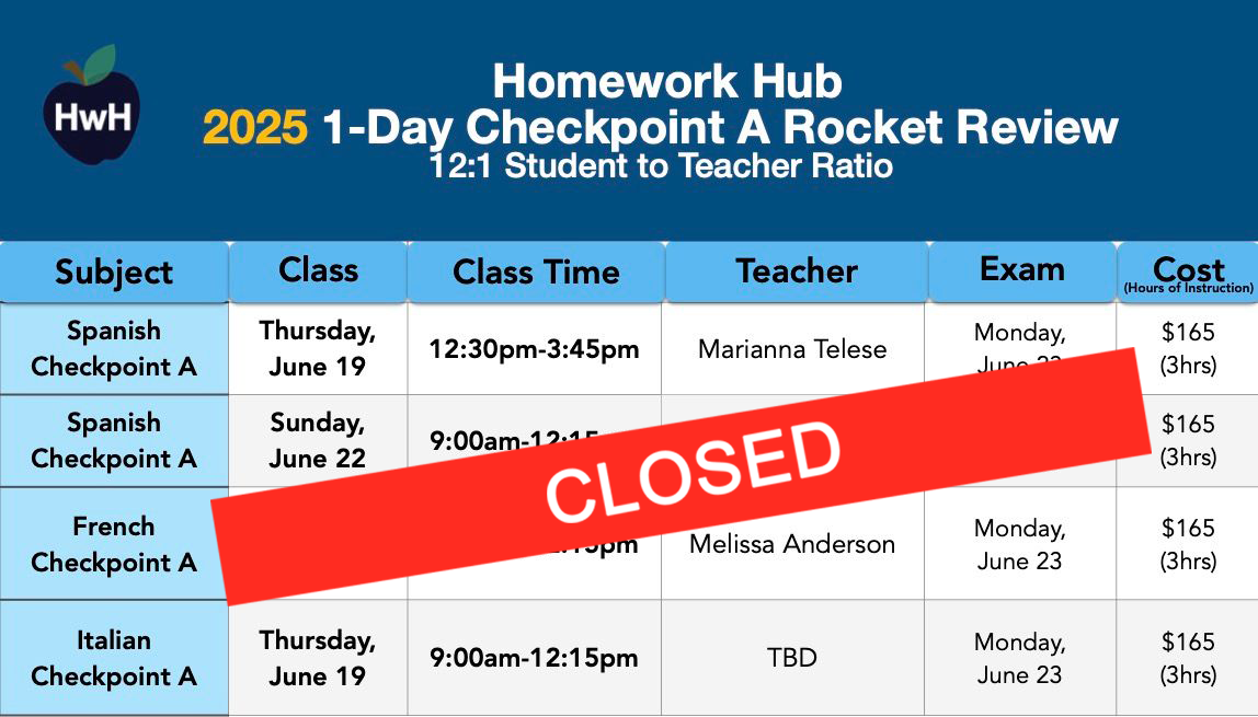 8th Grade Rocket Review Classes (Checkpoint A)