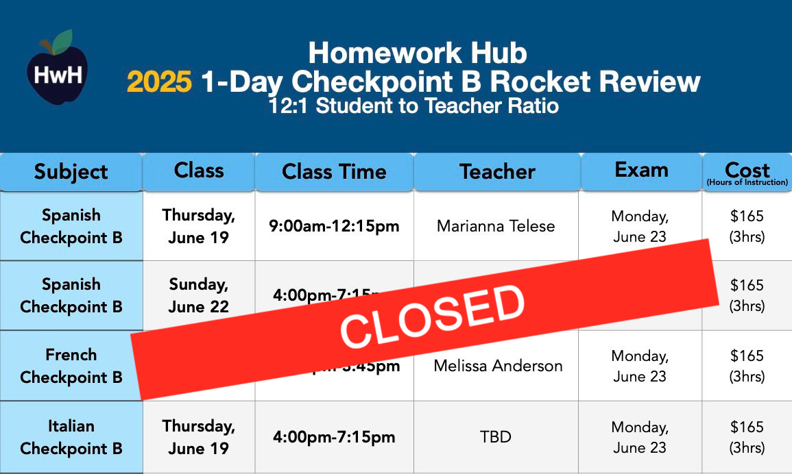 10th Grade Rocket Review Classes (Checkpoint B)