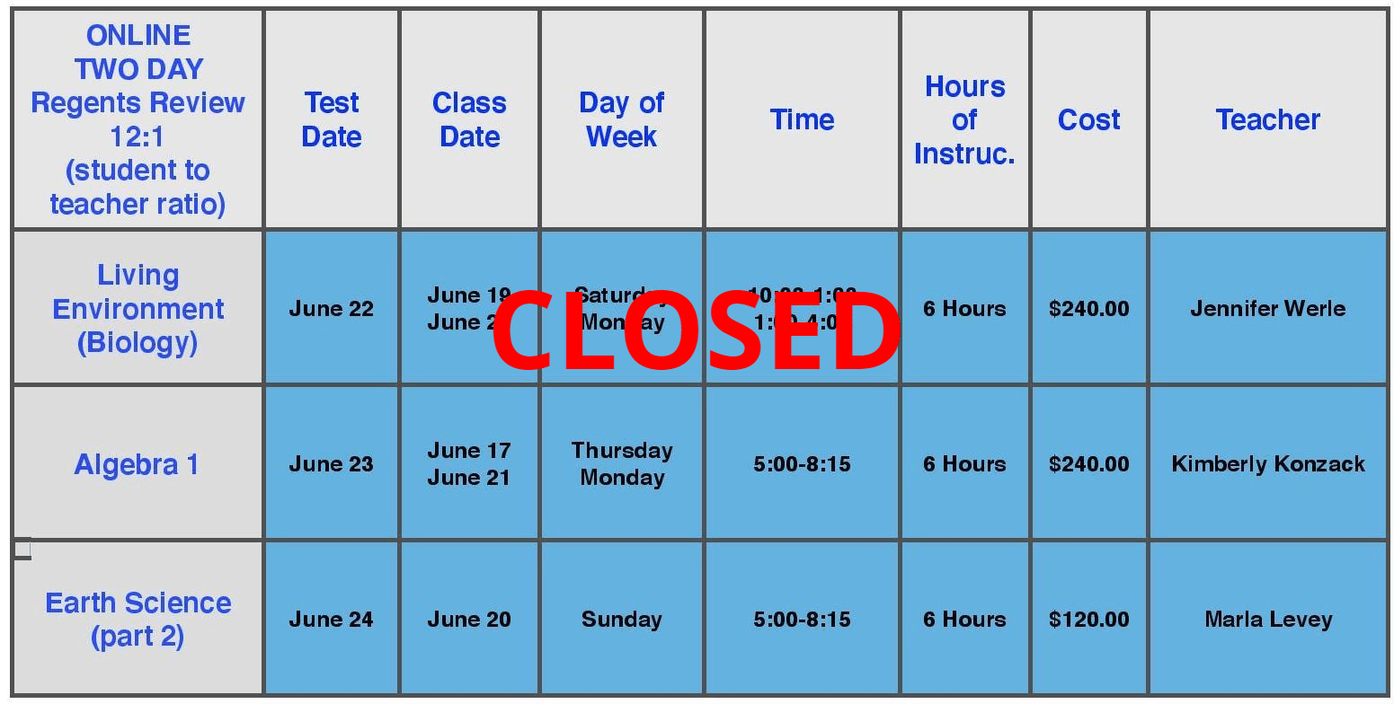 online two day schedule