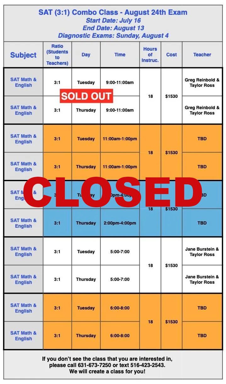 3:1 SAT CLASSES