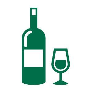Wine bottle with wine wine glass icon