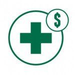 Medical cross with dollar sign icon