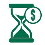 Hourglass with a dollar sign icon