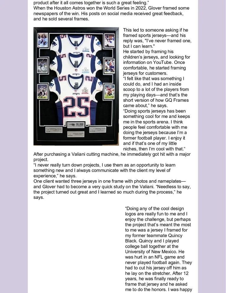 Framed collage of hockey memorabilia with a white jersey numbered 25 and newspaper text surrounding it